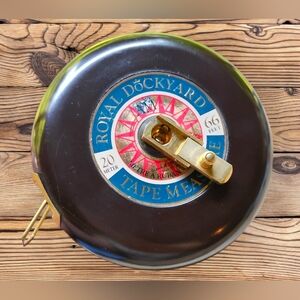 Vintage Restoration Hardware Royal Dockyard Wood Tape Measure 66 Feet England